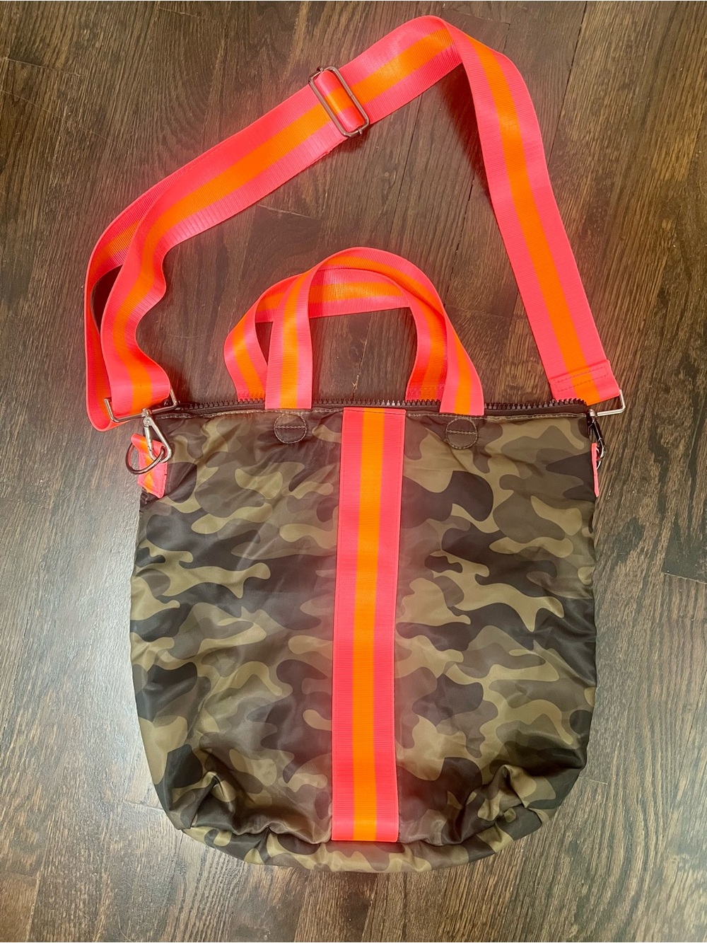 Haute Shore Ryan Crossbody Tote Bag Pink Orange Stripe